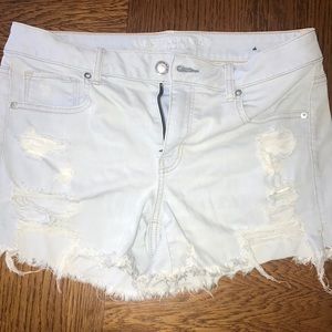 American Eagle white/faded blue ripped jeans